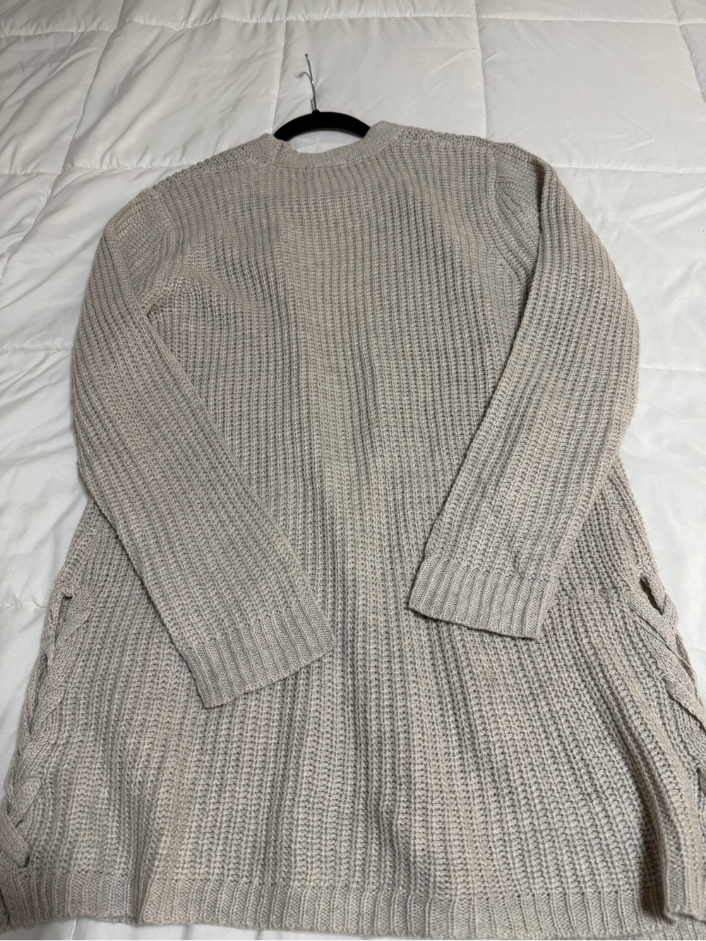 Taupe Open-Front Ribbed Cardigan - Picture 3 of 8